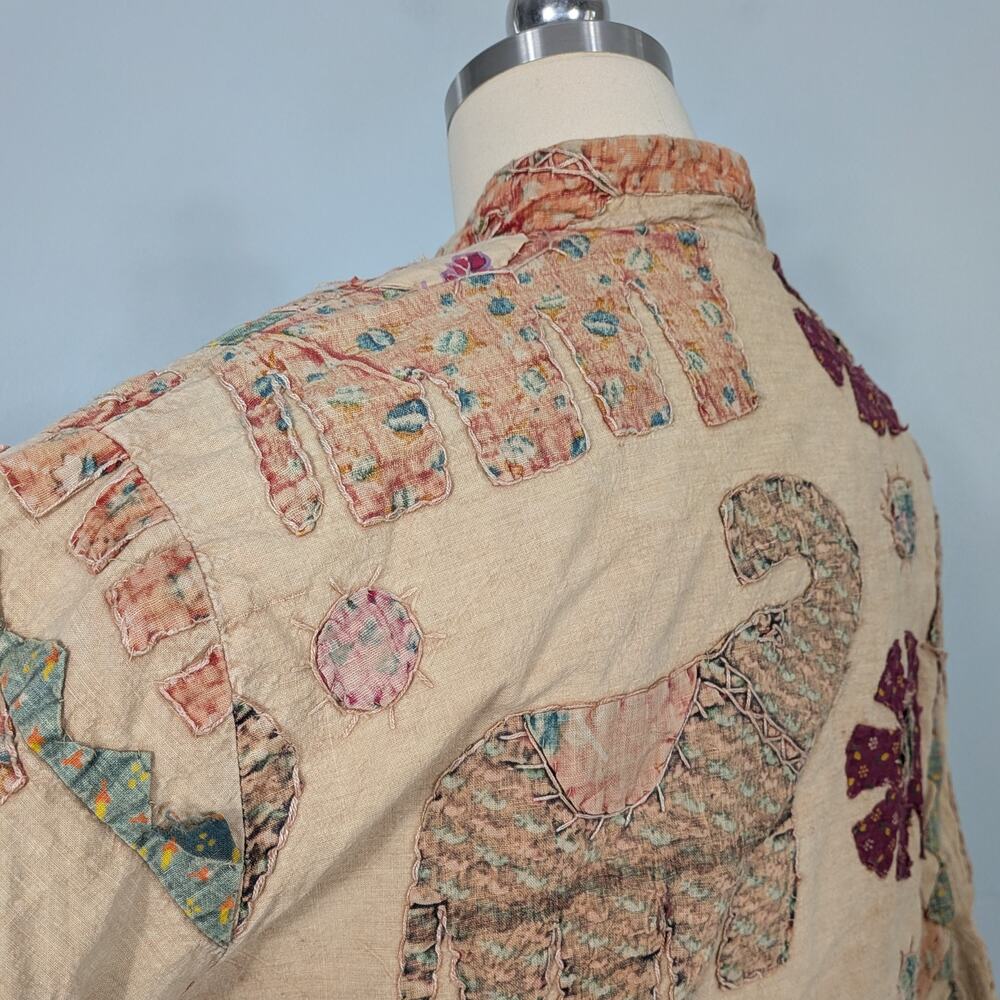 Patchwork Elephant Jacket Coat L Brown Boho Indie… - image 6